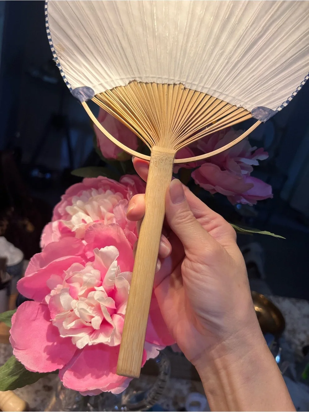 Traditional Blue Wave Hand Fan - Unbranded